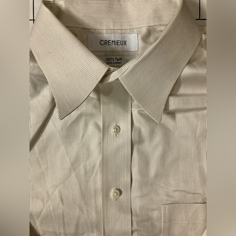 Cremieux Men’s 16.5-35 Beige Twill Button‎ Down Shirt